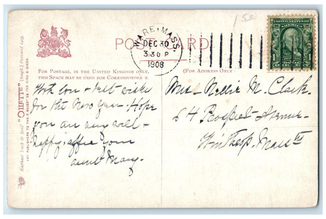 1908 The Old "Black Bull" York England Antique Oilette Tuck Art Postcard