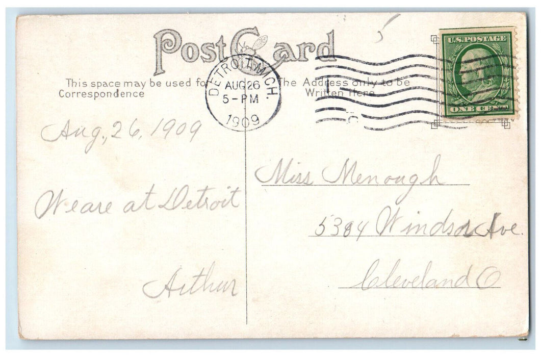 1909 Scene In Water Works Park Sailboat Detroit Michigan MI Antique Postcard