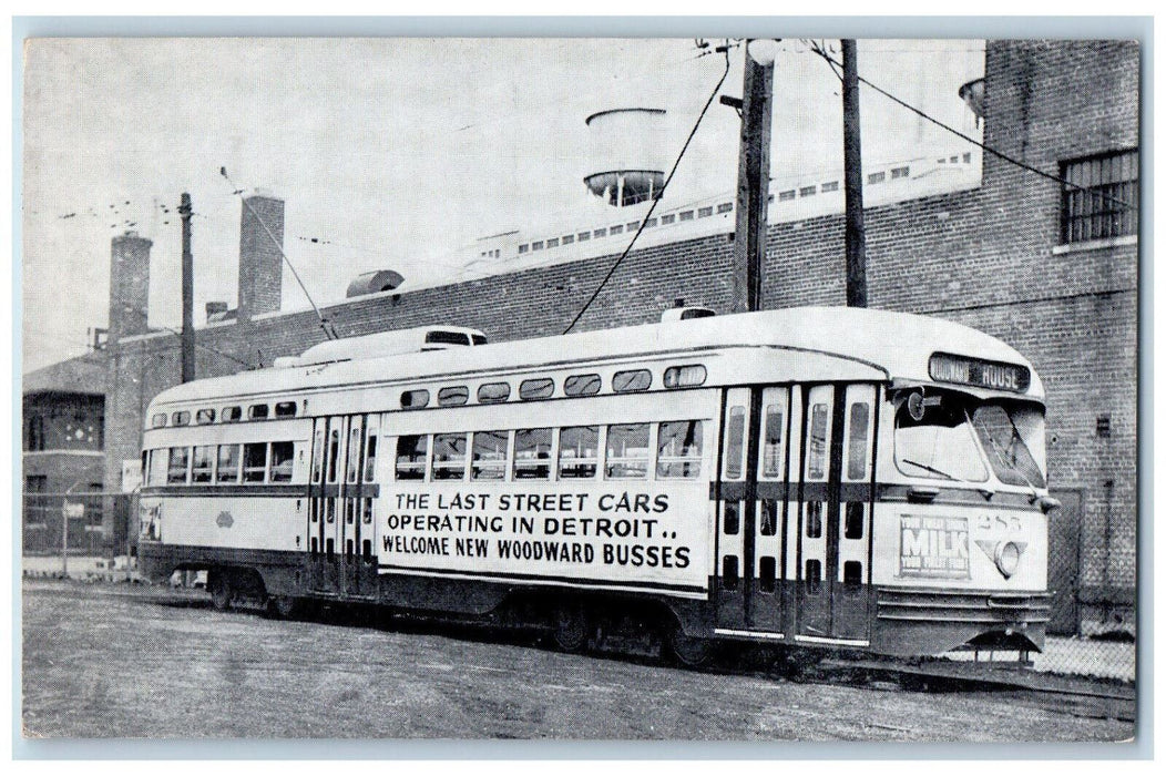 The Last Day  Of Operation Street Cars Woodward Busses Detroit MI Postcard