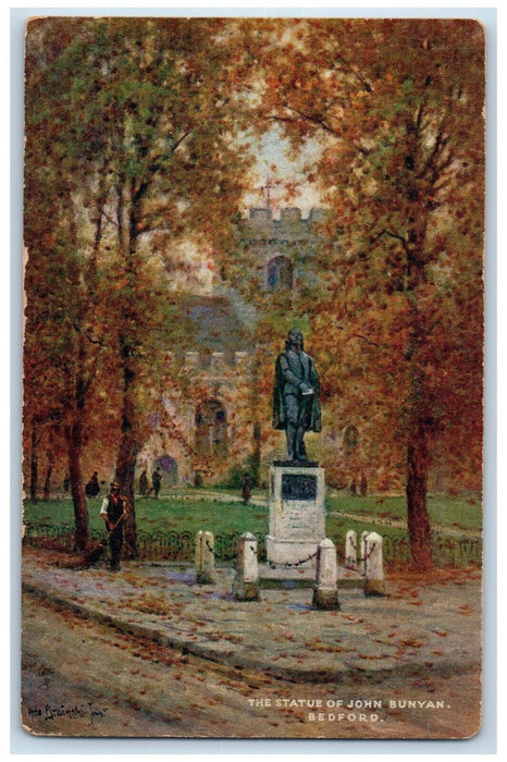 c1910 Statue of John Bunyan Bedford England Oilette Tuck Art Postcard