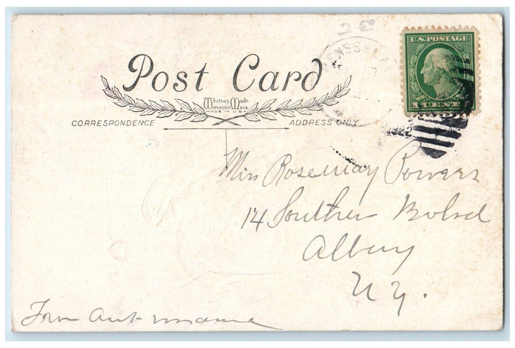 1922 Valentine Children And Bees Flowers Embossed Posted Antique Postcard