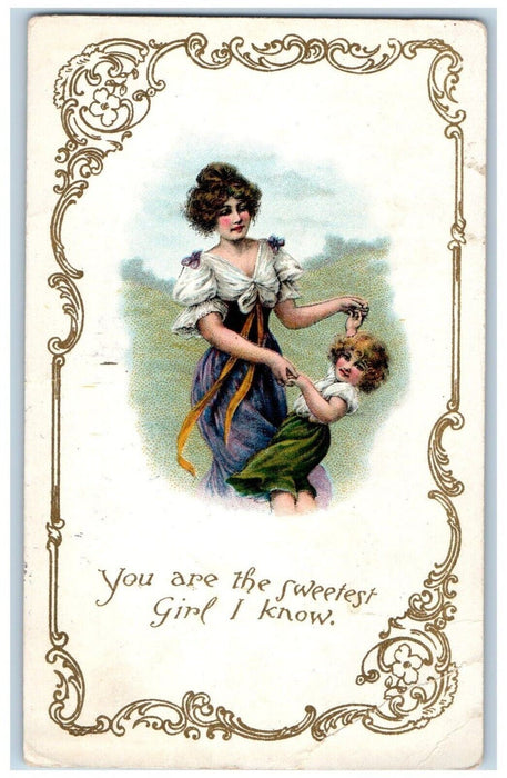 Valentine Mother And Daughter You Are The Sweetest Girl Cohoes NY Postcard