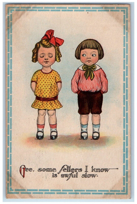 c1910s Valentine Children Some Fellers I Know Is Awful Slow Emlenton PA Postcard