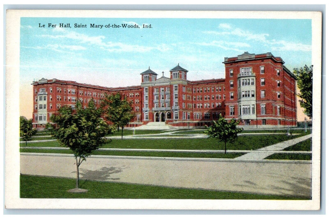c1920 Le Fer Hall Exterior Building Saint Mary Of The Woods Indiana IN Postcard
