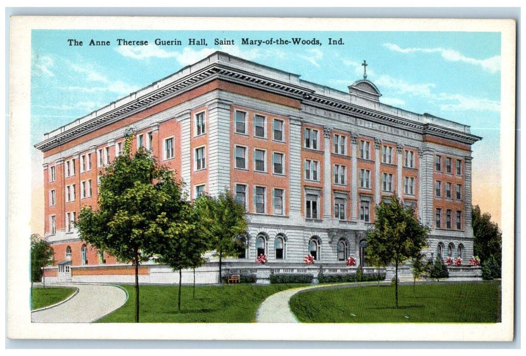 c1920 Anne Therese Guerin Hall Exterior Street Saint Mary Woods Indiana Postcard