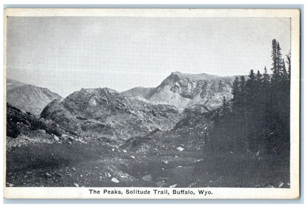 c1910 Peaks Solitude Trail Mountain Field Rocks Buffalo Wyoming Vintage Postcard