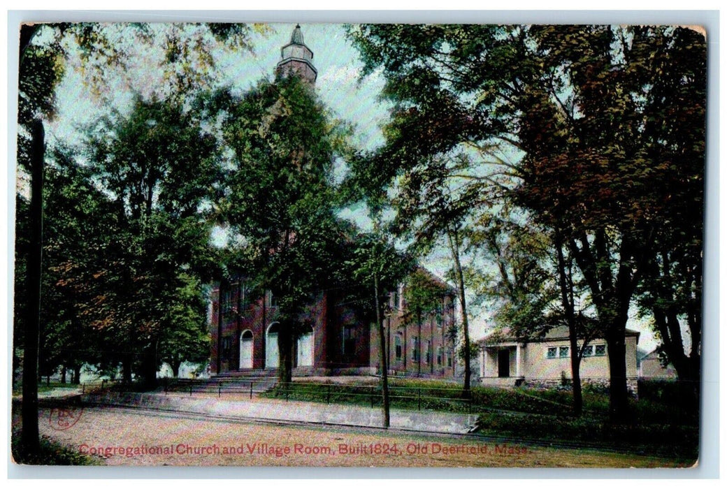 1916 Congregational Church Village Room Old Deerfield Massachusetts MA Postcard