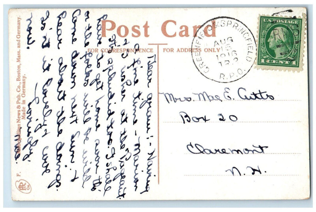 1916 Congregational Church Village Room Old Deerfield Massachusetts MA Postcard
