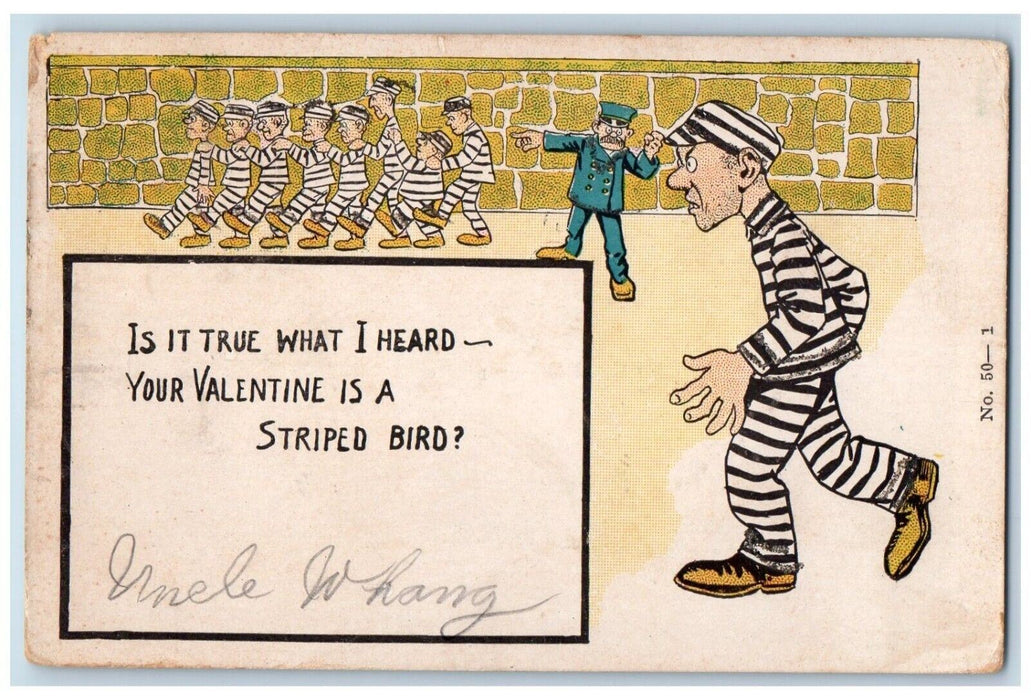 1912 Valentine Striped Bird Lined Fredonia Kansas KS Posted Antique Postcard