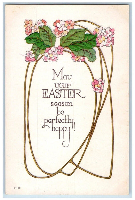 c1910's Easter Flowers Holy Leaf Art Nouveau Embossed Posted Antique Postcard