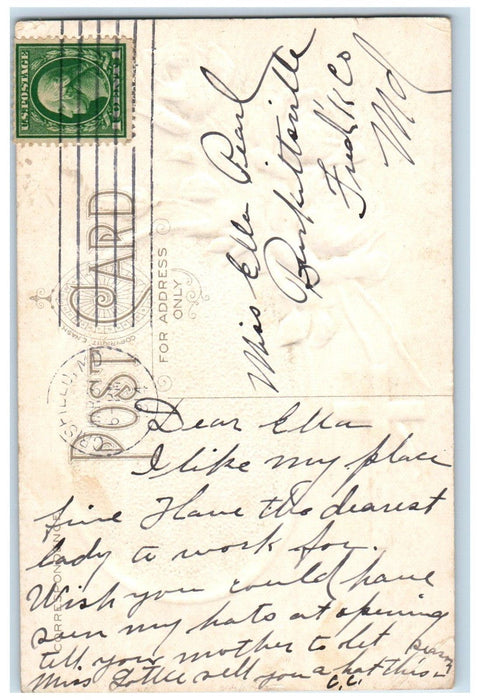 1914 Easter Greetings Holy Cross Bird Flowers Embossed Crisfield MD Postcard