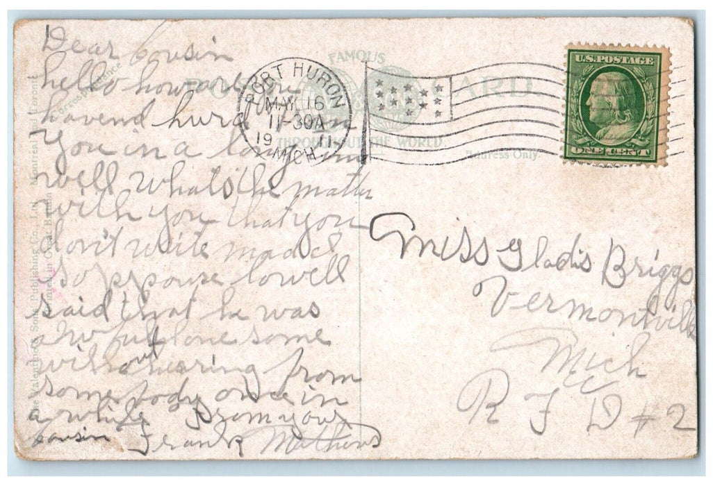 1911 Steamers Waiting Get Locks Sault Ste. Marie Steamer Ontario Canada Postcard