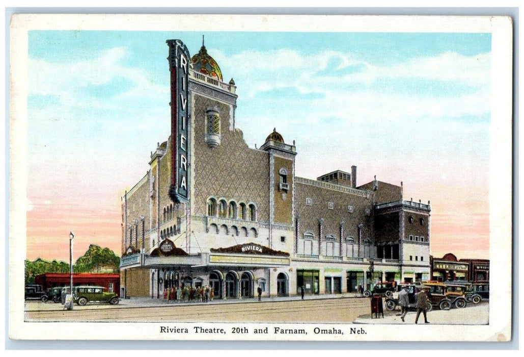 c1920 Riviera Theatre 20th Farnam Classic Cars Exterior Omaha Nebraska Postcard