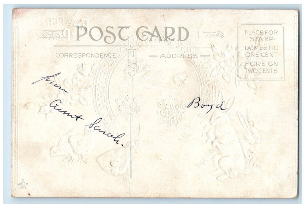 c1910's Easter Peace Bunny Rabbit Carrots Chicks Pansies Flowers Posted Postcard