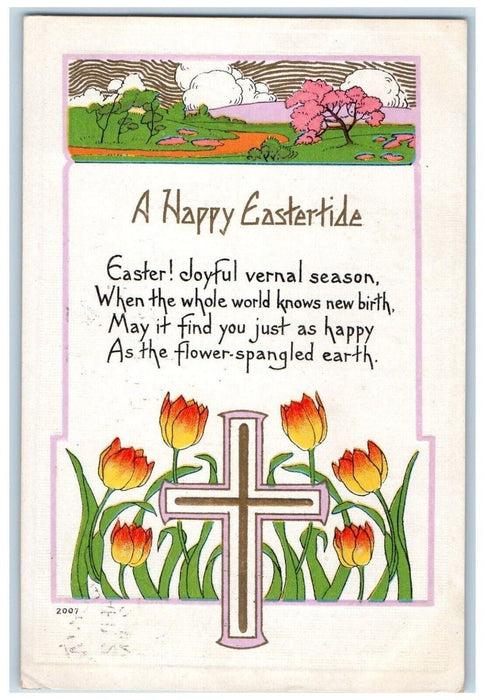 1915 Easter Holy Cross Flowers Arts Crafts Elkins West Virginia WV Postcard