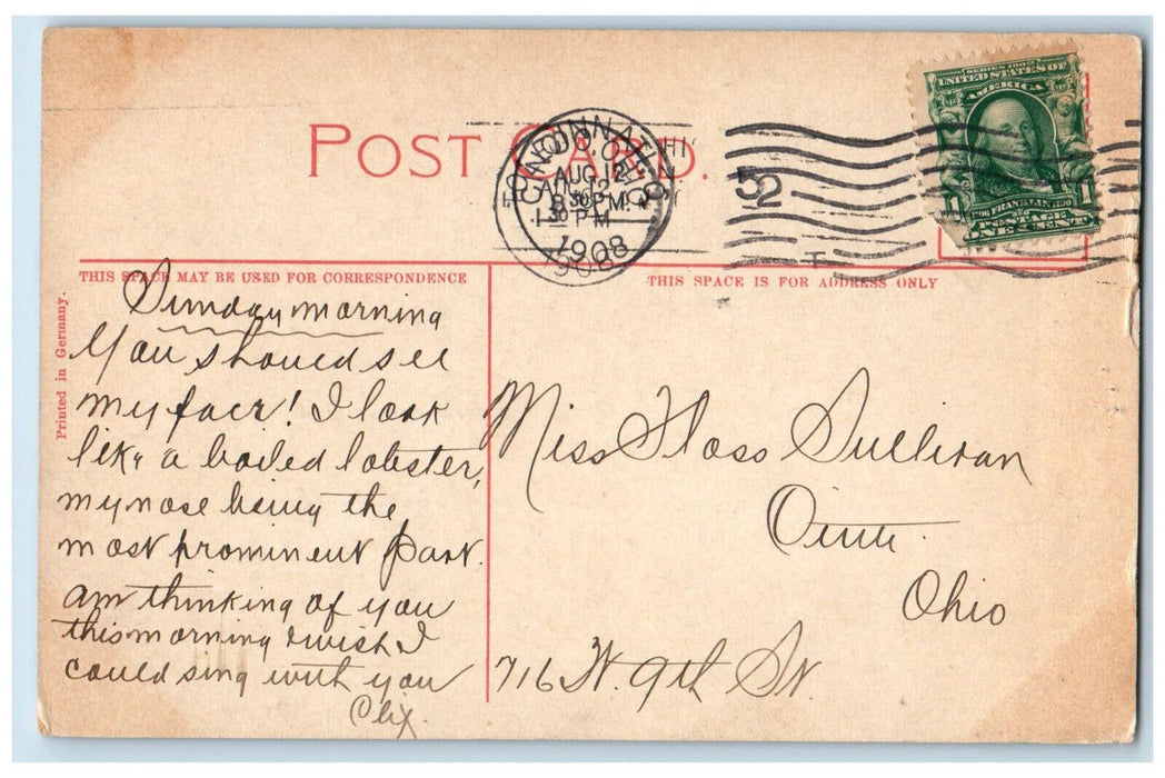 1908 Harper Hospital Building Horse Carriage View Detroit Michigan MI Postcard