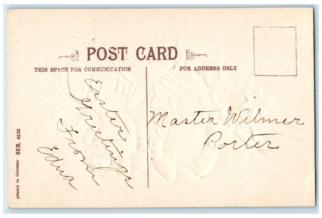 c1910's Easter Angels With White Lilies Flowers Embossed Posted Antique Postcard