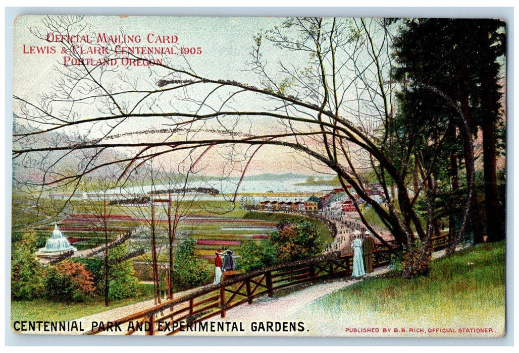 c1905 Centennial Park Experimental Gardens Portland Oregon Lewis Clark Postcard