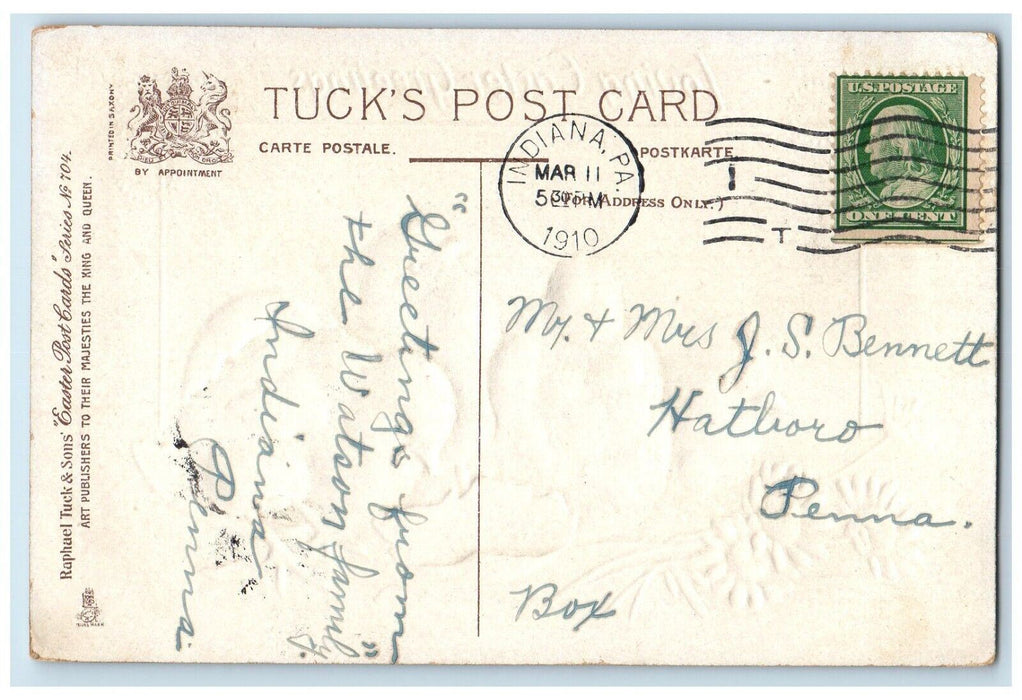 Easter Greetings Chicks Hatched Eggs Daisy Flowers Tuck's Indiana PA Postcard