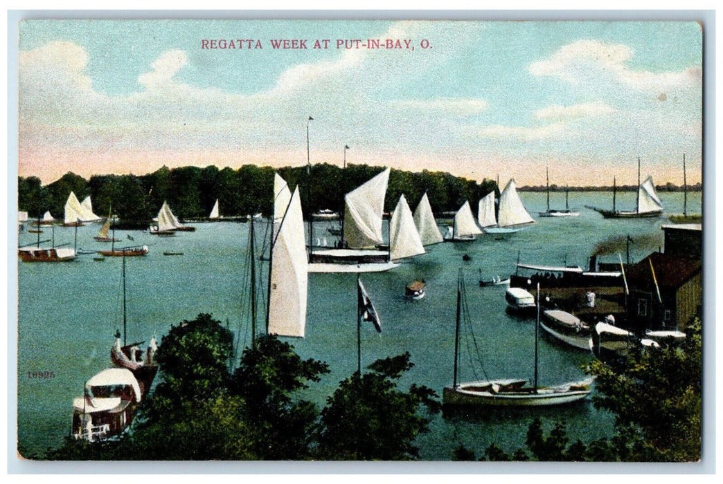 Regatta Week At Put-in-bay Ohio OH, Sailboat Yacht Scene Vintage Postcard