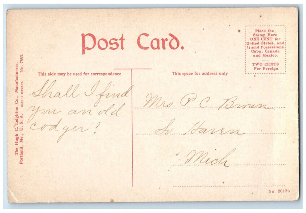Kalamazoo River Boat Canoeing Scene Kalamazoo Michigan MI Antique Postcard
