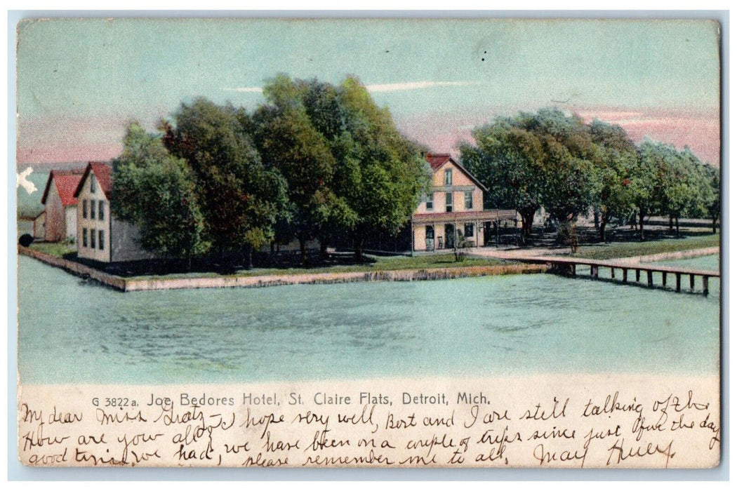 1909 Joe Bedores Hotel St. Claire Flats Detroit Michigan MI Rotograph Postcard