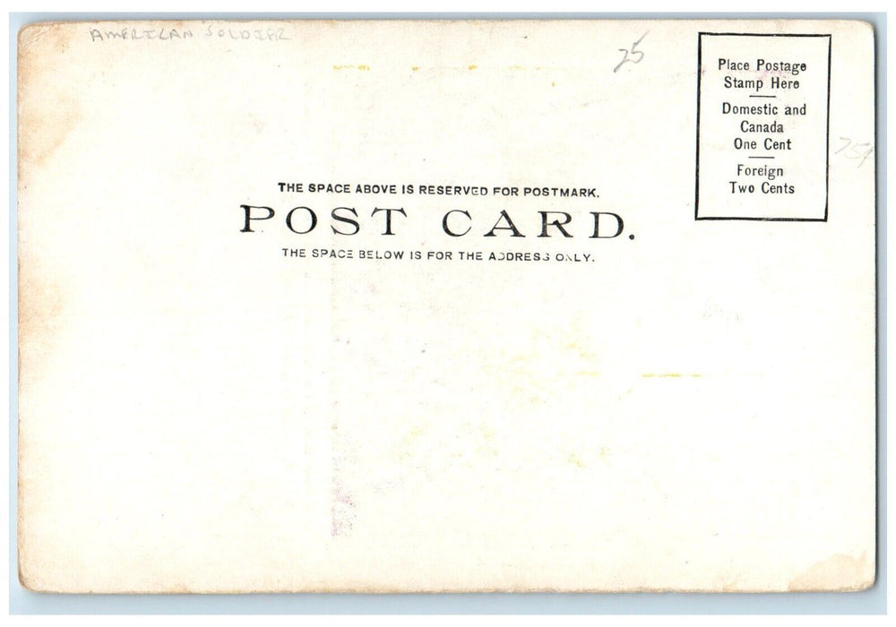 c1905 American Soldier Writing Nephew Of Uncle Sam Flag Boat Antique Postcard