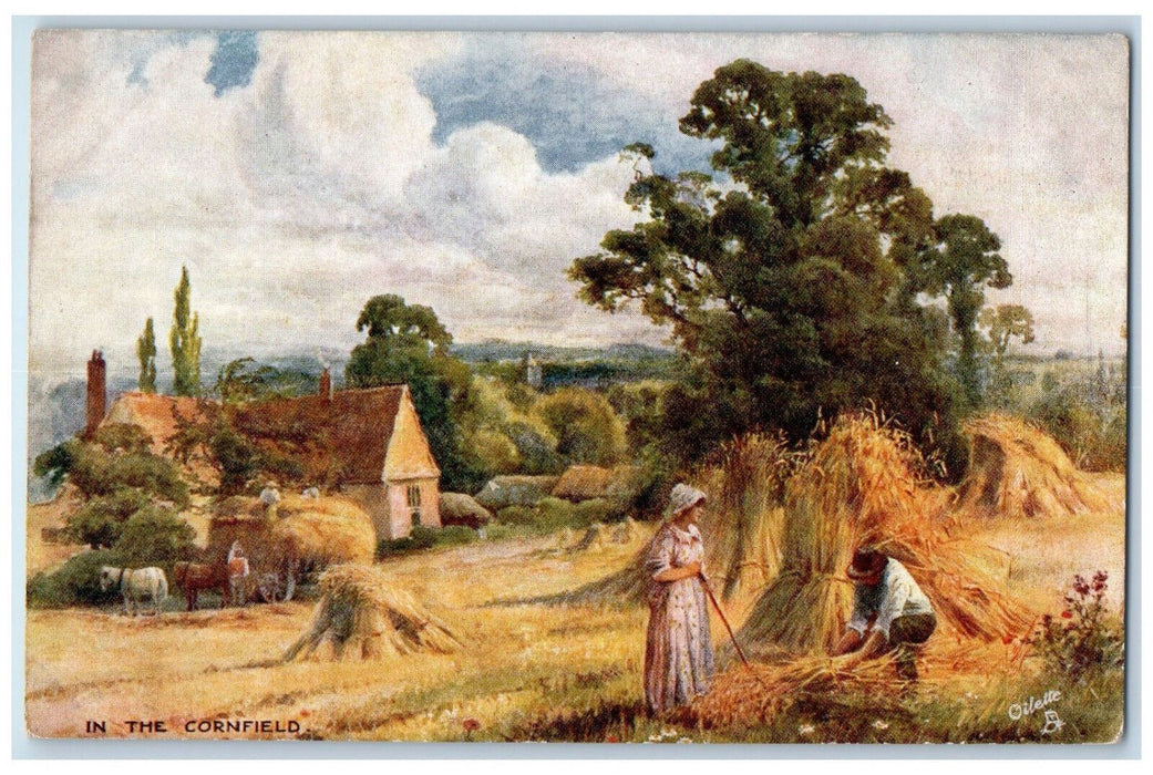 c1910 Barn Plow Animal In The Corn Field Rural Life Oilette Tuck Art Postcard