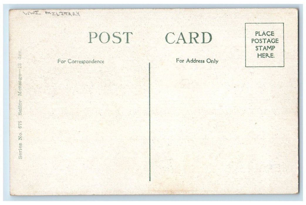 c1910's Military Soldier Steamer Ship Flag Buoy WWI Unposted Antique Postcard