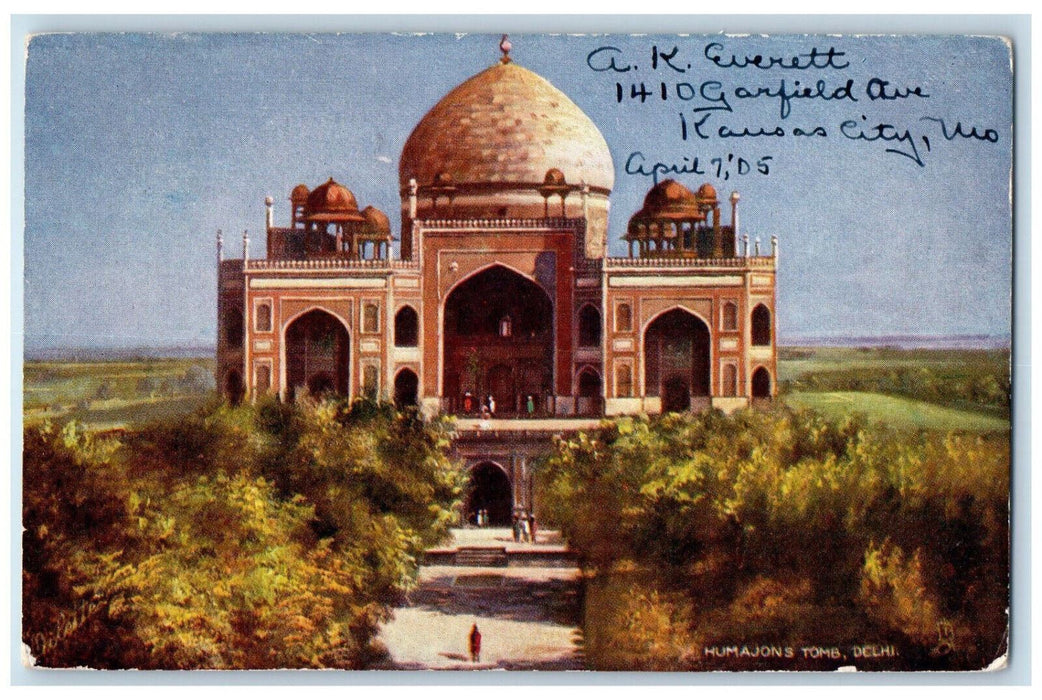 1905 Humajons Tomb Delhi India Piquia Ohio OH Oilette Tuck Art Postcard