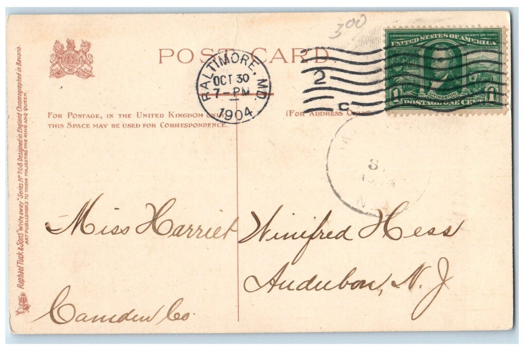 1904 Man Writing Numbers I Count On You Write Away Baltimore MD Tuck's Postcard