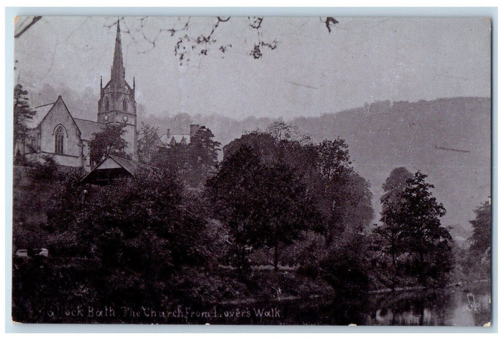 c1910 Matlock Bath The Church from Lovers Walk Silverette Tuck Art Postcard