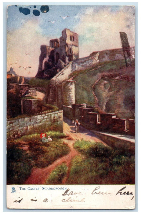 c1910 The Castle Scarborough England Posted Oilette Tuck Art Postcard