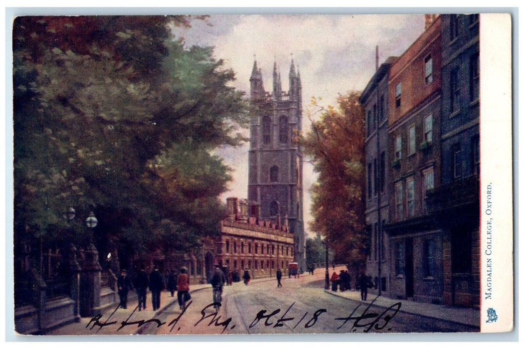 c1910 Road Scene Magdalen College Oxford England Oilette Tuck Art Postcard