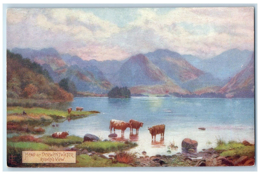 c1910 Head of Derwentwater Ruskin's View England Oilette Tuck Art Postcard