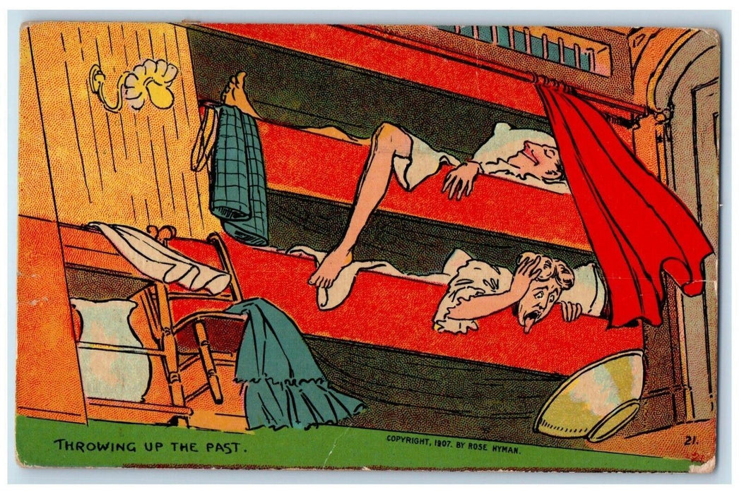 1908 Seasick Boat Throwing Up The Fast Hornell New York NY Antique Postcard
