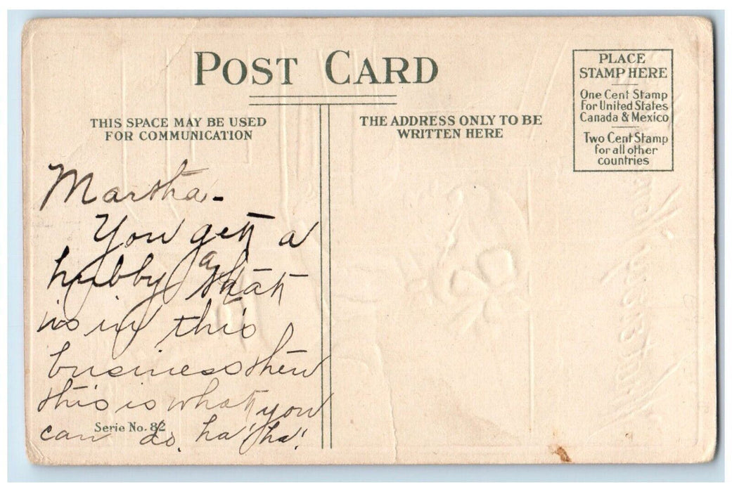 c1910's Old Woman Typewriter At Hubby Office Embossed Posted AntiquePostcard