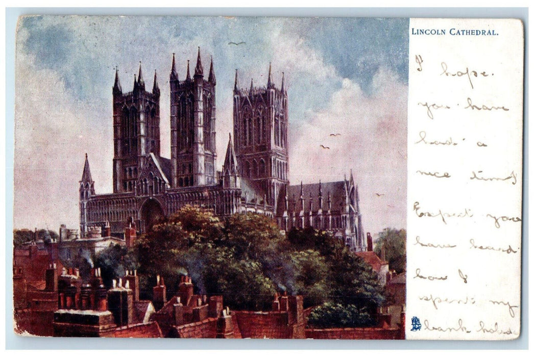 1904 Lincoln Cathedral Lincoln England Oilette Tuck Art Antique Postcard