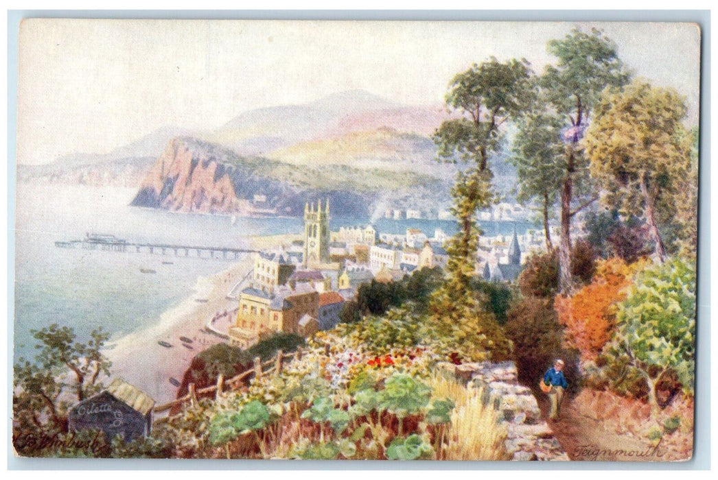 c1910 Teignmouth Viewing Scene Inland Lake England Oilette Tuck Art Postcard