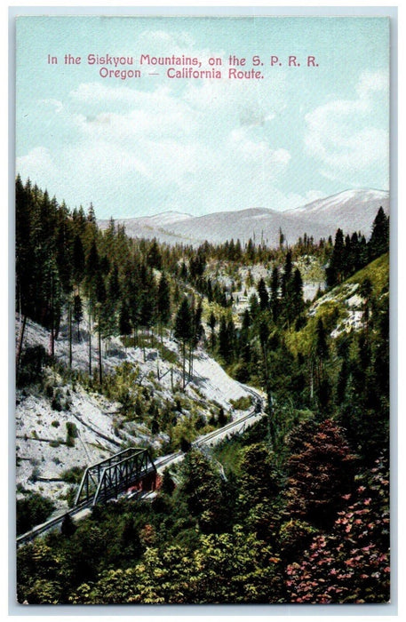 c1910 Siskyou Mountains SPRR Winter Snow Train Oregon California Route Postcard