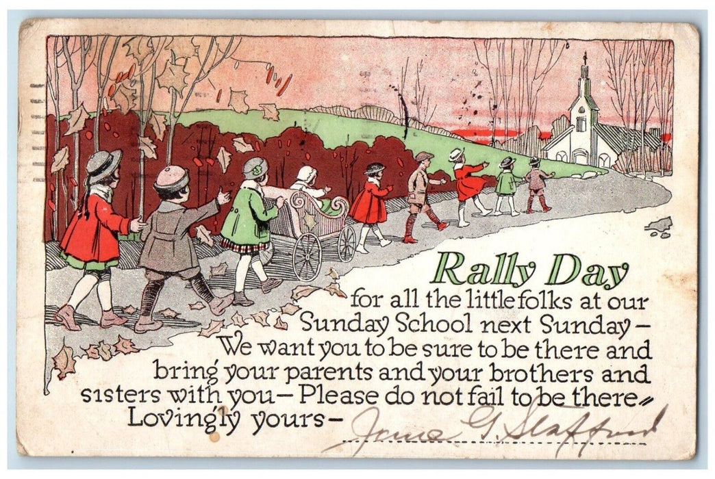 1921 Rally Day Little Folks Sunday School Arts Crafts New Bedford MA Postcard