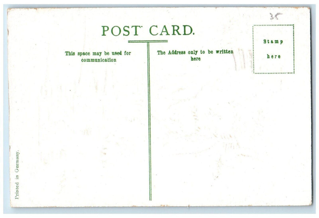 c1910's Merry Christmas Pine Cone Pine Tree Church Winter Embossed Postcard
