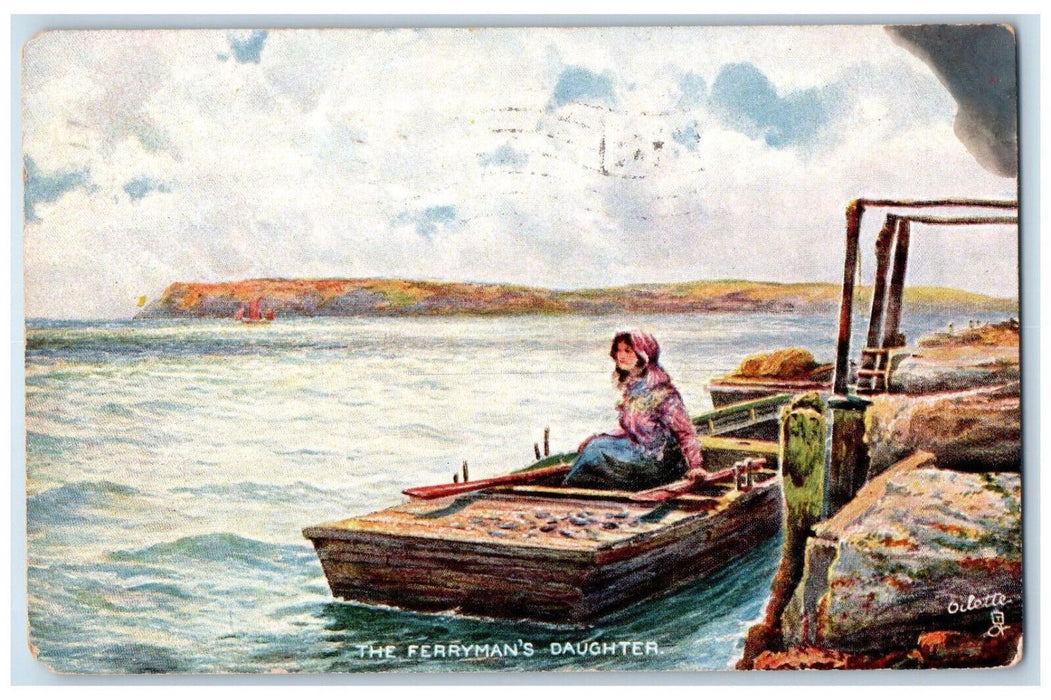1907 Boating, Breezy Sea The Ferryman's Daughter Oilette Tuck Art Postcard