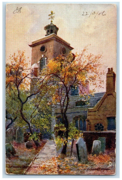 1906 St. Olave Hart Street Old London Churches Oilette Tuck Art Postcard