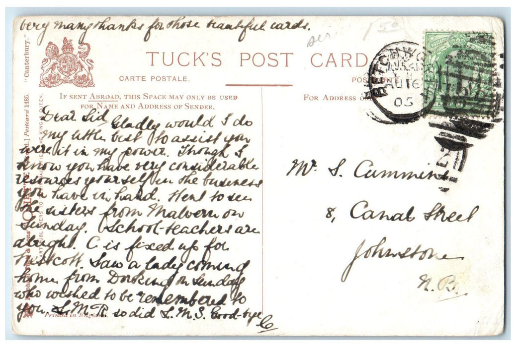 1905 Mercery Lane Canterbury England Antique Oilette Tuck Art Postcard