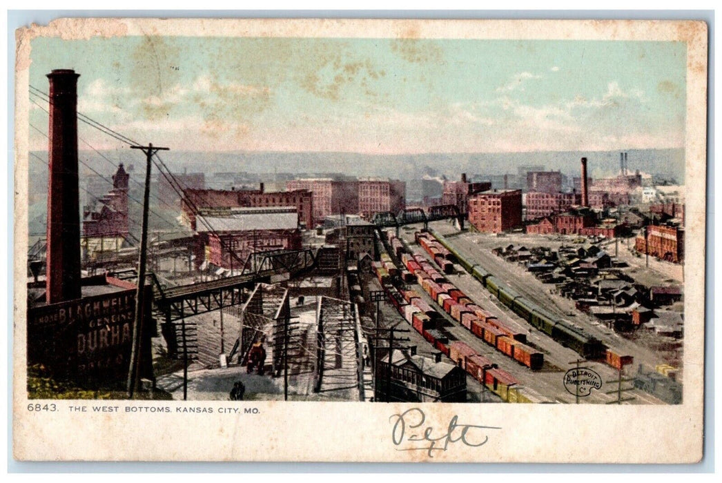 1907 West Bottoms Cargo Locomotive Train Factory Kansas City Missouri Postcard