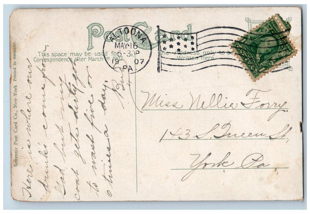 1907 Altoona's Reservoir Kittaning Point Altoona Railroad Pennsylvania Postcard