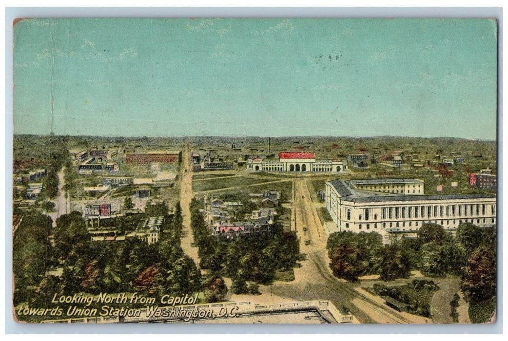1911 Looking North Capitol Towards Union Station Exterior Washington DC Postcard