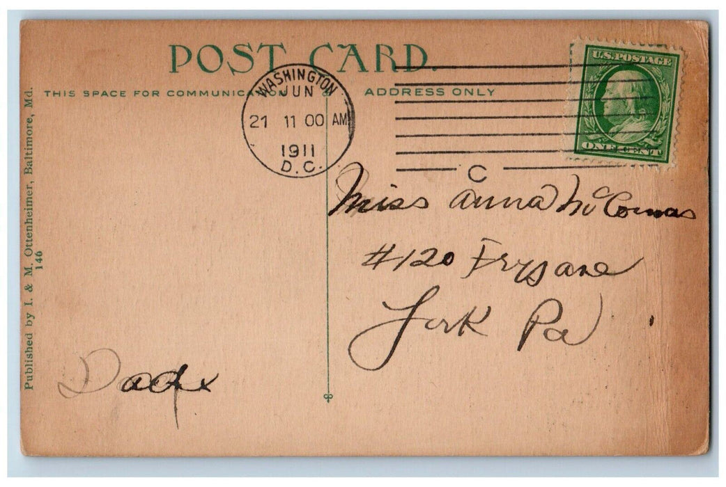 1911 Looking North Capitol Towards Union Station Exterior Washington DC Postcard