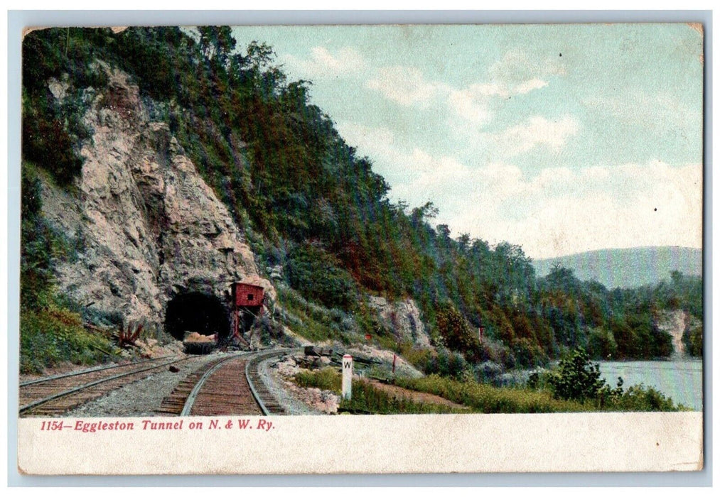 1907 Eggleston Tunnel N&W Ry Railroad West Virginia VA Vintage Antique Postcard